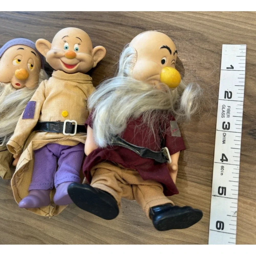 Vintage Disney Snow White Seven Dwarfs Sleepy Dopey Grumpy Lot Of 3 Dolls 6
